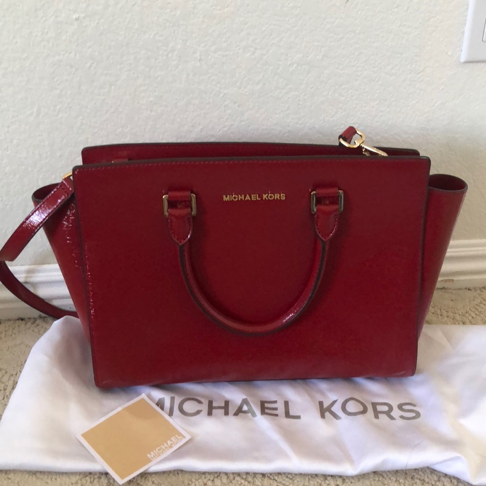 Micheal Kors Red Patent Leather Satchel